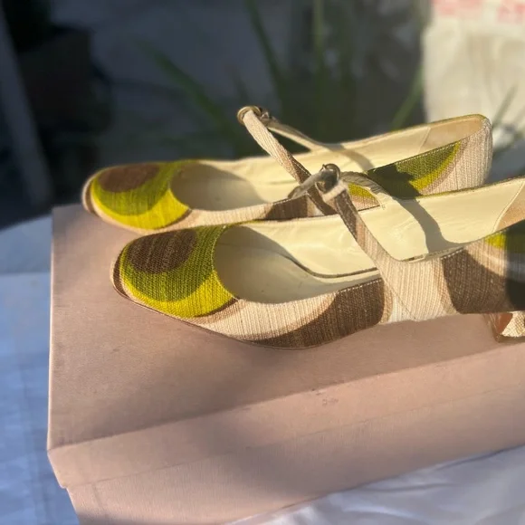 Miu Miu green and Brown flats